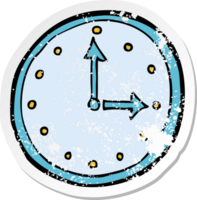 retro distressed sticker of a cartoon clock symbol png