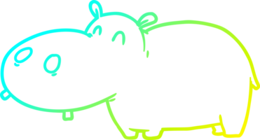 cold gradient line drawing of a cartoon hippo png