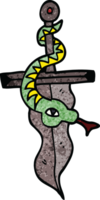 símbolo de punhal de tatuagem de doodle de desenho animado png