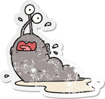 distressed sticker of a gross cartoon slug png