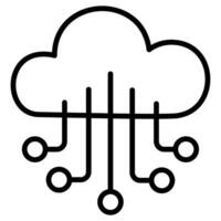 nube informática icono línea vector ilustración