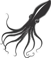 AI generated Silhouette squid animal black color only full body vector