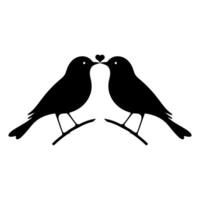 Birds fly to make a heart shape of love. hand drawing birth silhouette black outline art isolated on white background, vector illustration