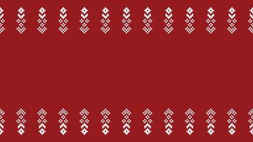 Traditional ethnic motifs ikat geometric fabric pattern cross stitch.Ikat embroidery Ethnic oriental Pixel red background. Abstract,vector,illustration. Texture,christmas,decoration,wallpaper. vector