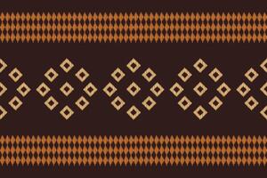 Traditional Ethnic ikat motif fabric pattern geometric style.African Ikat embroidery Ethnic oriental pattern brown background wallpaper. Abstract,vector,illustration.Texture,frame,decoration. vector