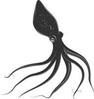 AI generated Silhouette squid animal black color only full body vector