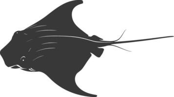 AI generated Silhouette Stingray Animal black color only full body vector