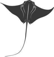 AI generated Silhouette Stingray Animal black color only full body vector