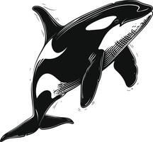 ai generado silueta el orca o asesino ballena negro color solamente vector