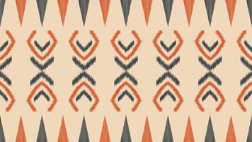 Traditional Ethnic ikat motif fabric pattern geometric style.African Ikat embroidery Ethnic oriental pattern brown cream background wallpaper. Abstract,vector,illustration.Texture,frame,decoration. vector