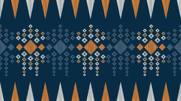 Traditional Ethnic ikat motif fabric pattern geometric style.African Ikat embroidery Ethnic oriental pattern blue background wallpaper. Abstract,vector,illustration.Texture,frame,decoration. vector