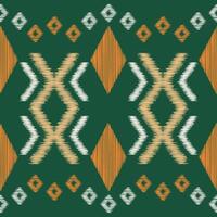 Traditional Ethnic ikat motif fabric pattern background geometric .African Ikat embroidery Ethnic oriental pattern green background wallpaper. Abstract,vector,illustration.Texture,frame,decoration. vector