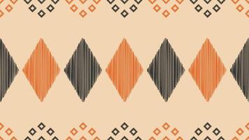 Traditional Ethnic ikat motif fabric pattern geometric style.African Ikat embroidery Ethnic oriental pattern brown cream background wallpaper. Abstract,vector,illustration.Texture,frame,decoration. vector