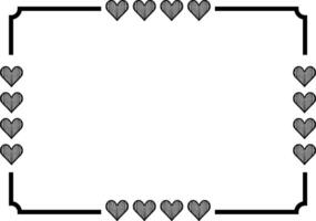 Hand drawn black lines art simple Horizontal heart shape border frame set. Doodle sketch style decorative element vector for banner, poster, wedding
