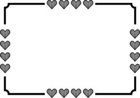 Hand drawn black lines art simple Horizontal heart shape border frame set. Doodle sketch style decorative element vector for banner, poster, wedding