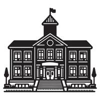 doodle black line school building icon flat silhouette build vector illustration on white background