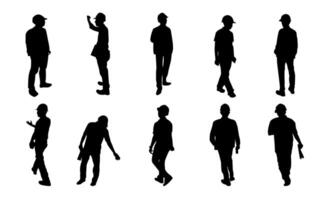 Construction engineer silhouette, Vector set supervisor working on white background, Architect man and woman labor standing