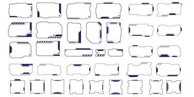 futurista interfaz ui elementos. holográfico hud usuario interfaz elementos, alto tecnología barras y marcos hud interfaz íconos vector ilustración colocar. rectangular forma fronteras