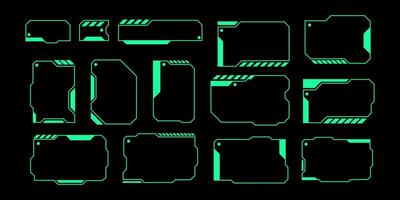 Futuristic interface ui elements. Holographic hud user interface elements, high tech bars and frames. Hud interface icons vector illustration set. rectangular shape borders