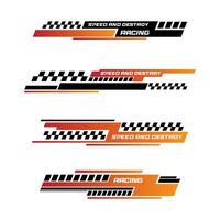 Sport racing stripes car stickers. modification body speed and drift vinyl decal for car bike and truck. Vector race car stickers isolated set