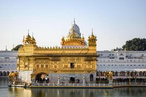 Beautiful view of Golden Temple - Harmandir Sahib in Amritsar, Punjab, India, Famous indian sikh landmark, Golden Temple, the main sanctuary of Sikhs in Amritsar, India photo