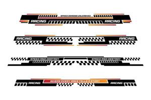Sport racing stripes car stickers. modification body speed and drift vinyl decal for car bike and truck. Vector race car stickers isolated set