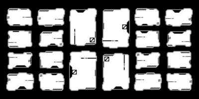 futurista interfaz ui elementos. holográfico hud usuario interfaz elementos, alto tecnología barras y marcos hud interfaz íconos vector ilustración colocar. rectangular forma fronteras