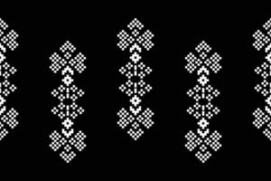 Traditional ethnic motifs ikat geometric fabric pattern cross stitch.Ikat embroidery Ethnic oriental Pixel black background.Abstract,vector,illustration. Texture,scarf,decoration,wallpaper. vector