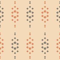 Traditional Ethnic ikat motif fabric pattern background geometric .African Ikat embroidery Ethnic pattern brown cream background wallpaper. Abstract,vector,illustration.Texture,frame,decoration. vector