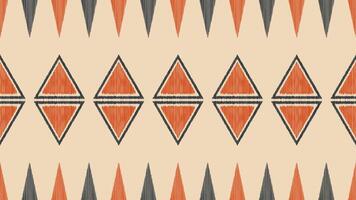 Traditional Ethnic ikat motif fabric pattern geometric style.African Ikat embroidery Ethnic oriental pattern brown cream background wallpaper. Abstract,vector,illustration.Texture,frame,decoration. vector