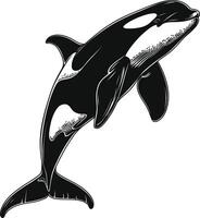 ai generado silueta el orca o asesino ballena negro color solamente vector