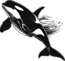 ai generado silueta el orca o asesino ballena negro color solamente vector