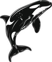 ai generado silueta el orca o asesino ballena negro color solamente vector