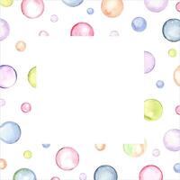 Simple frame design. Circle in soft pastel colors. Creative minimalist style. Splashes, polka dot, bubbles, round doodle spots, brush strokes, stains. Watercolor illustration for greeting, invitation vector