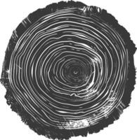 AI generated Silhouette Tree rings wood black color only vector