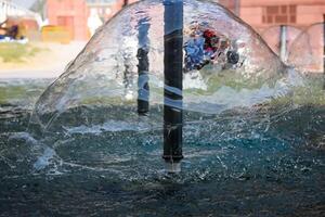 Fountain in the complex of Bharat Mandapam formally known as Pragati Maidan in Delhi India, working fountain in the Bharat Mandapam complex, water in the fountain, fountain in the Bharat Mandapam Park photo