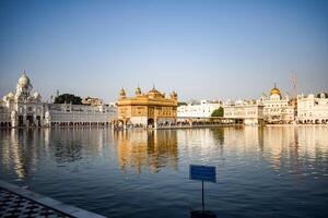 Beautiful view of Golden Temple - Harmandir Sahib in Amritsar, Punjab, India, Famous indian sikh landmark, Golden Temple, the main sanctuary of Sikhs in Amritsar, India photo