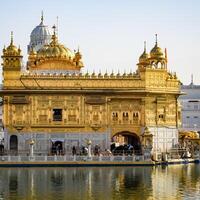 Beautiful view of Golden Temple - Harmandir Sahib in Amritsar, Punjab, India, Famous indian sikh landmark, Golden Temple, the main sanctuary of Sikhs in Amritsar, India photo