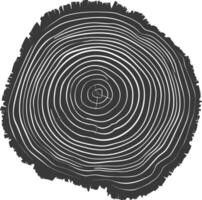 AI generated Silhouette Tree rings wood black color only vector