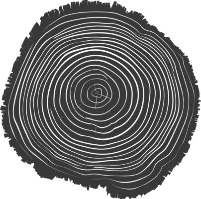 AI generated Silhouette Tree rings wood black color only