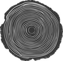 AI generated Silhouette Tree rings wood black color only vector