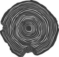 AI generated Silhouette Tree rings wood black color only vector