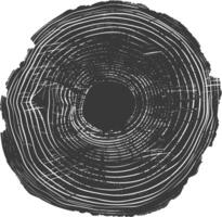 AI generated Silhouette Tree rings wood black color only vector