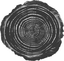 AI generated Silhouette Tree rings wood black color only vector