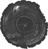 AI generated Silhouette Tree rings wood black color only vector