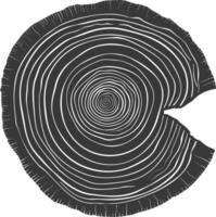 AI generated Silhouette Tree rings wood black color only vector