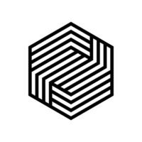 Modern monogram, emblem, logo. Hexagon, cube of the parallel stripes. vector