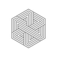 moderno monograma, emblema, logo. hexágono, cubo de el paralelo rayas. vector