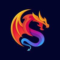 Modern colorful gradient dragon logo, Dragon vector illustration