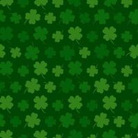 Four leaf clover, seamless pattern. Symbol of good luck. Happy St. Patricks Day. Magic, religious traditions. Monochrome green botanical illustration in flat style. For wallpaper, fabric, wrapping vector